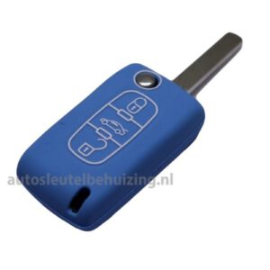 Citroen & Peugeot 3knops trendy sleutelhoesje blauw