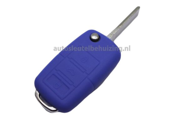 Skoda 3 knops sleutelhoesje donker blauw